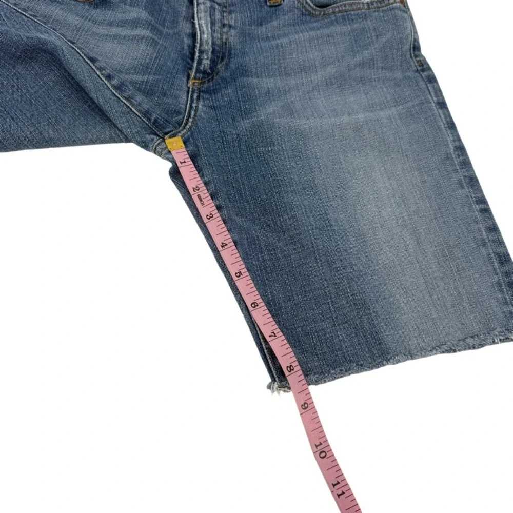 AG ADRIANO GOLDSCHMIED The Angel Denim‎ Shorts Medium Wash Raw Hem 28 Bermuda